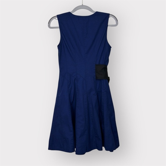 Thakoon Navy Blue Black Tie Waist Sleeveless Mini Dress- Size 2 - Picture 2 of 9